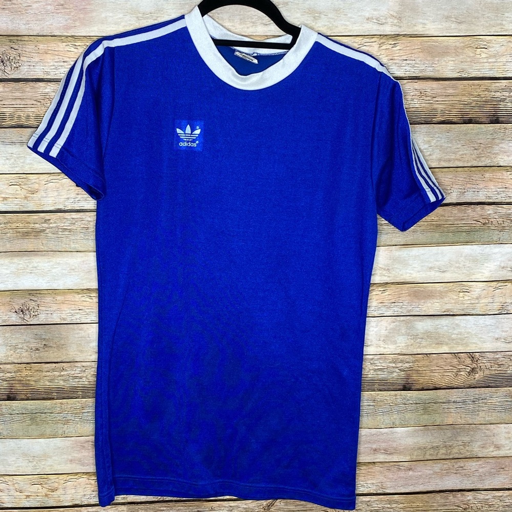 adidas Blue and White Short Sleeve Tee